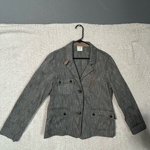 Billy Reid Jacket Womens M Cotton Made USA Gray Textured Blazer Coat